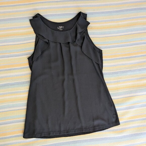 ⭐ Black Ann Taylor LOFT Mixed Media flowy sleeveless blouse Small - Picture 5 of 9